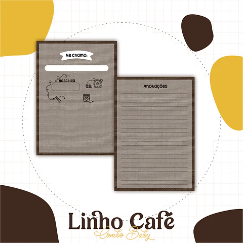 Caderneta e Livro do bebe Linho Café - Arquivo Digital