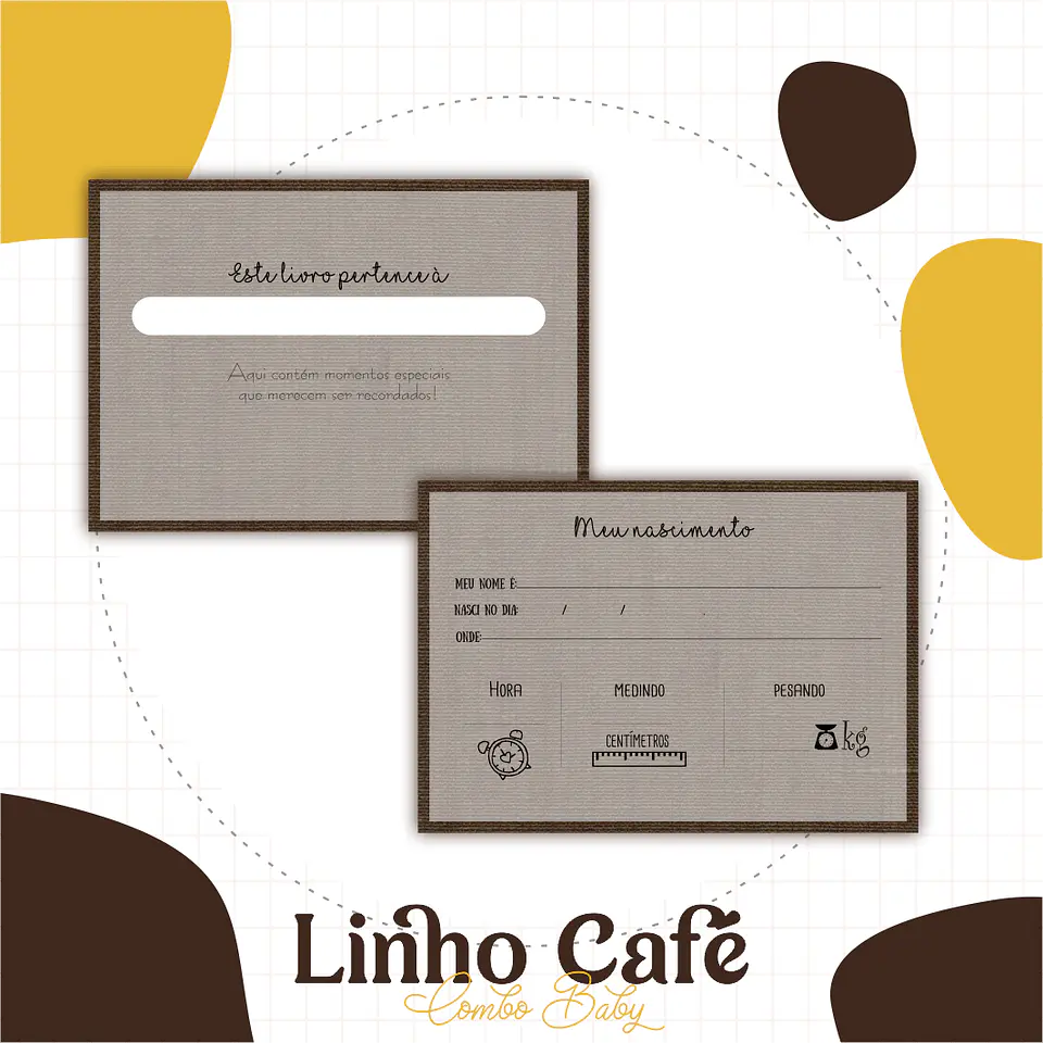 Caderneta e Livro do bebe Linho Café - Arquivo Digital 6