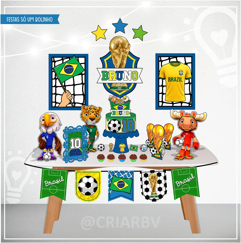 KIT SÓ UM BOLINHO COPA DO MUNDO BRASIL 2026 - Festa Pronta 1