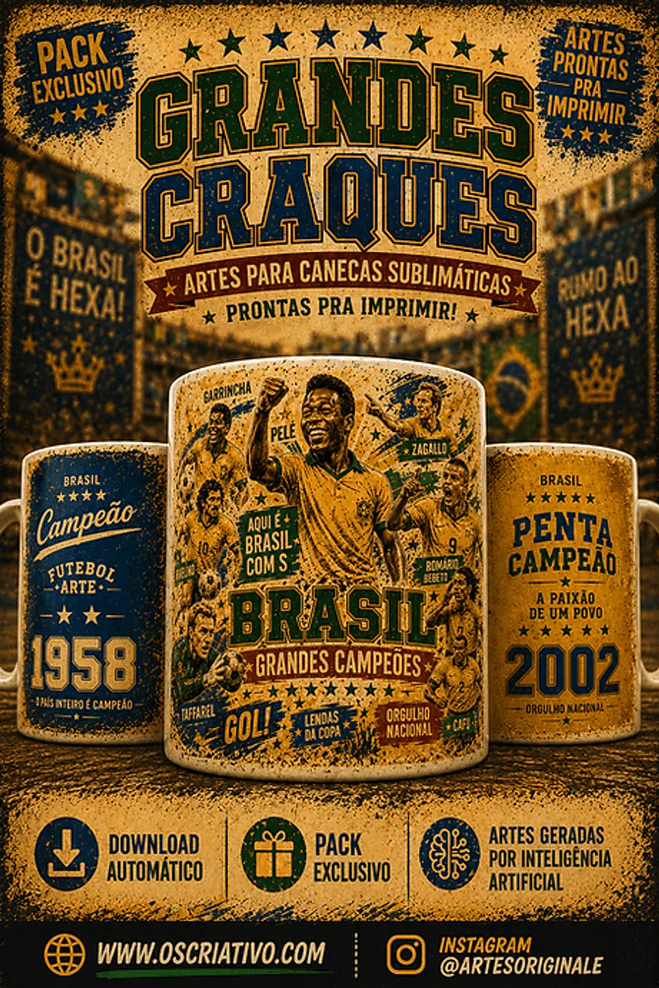 Arte Canecas Grandes craques da Copa 1