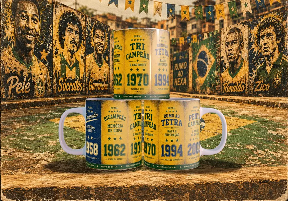 Arte Canecas Grandes craques da Copa 7