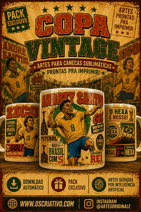 Arte Canecas Copa Quadrinhos Vintage