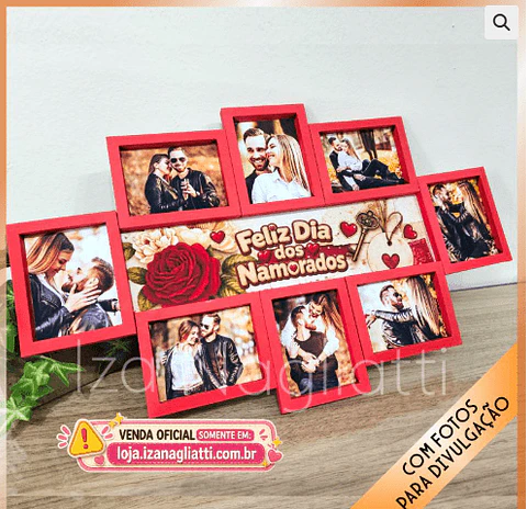 Arquivo de Corte Quadro com 8 Fotos Dia dos Namorados