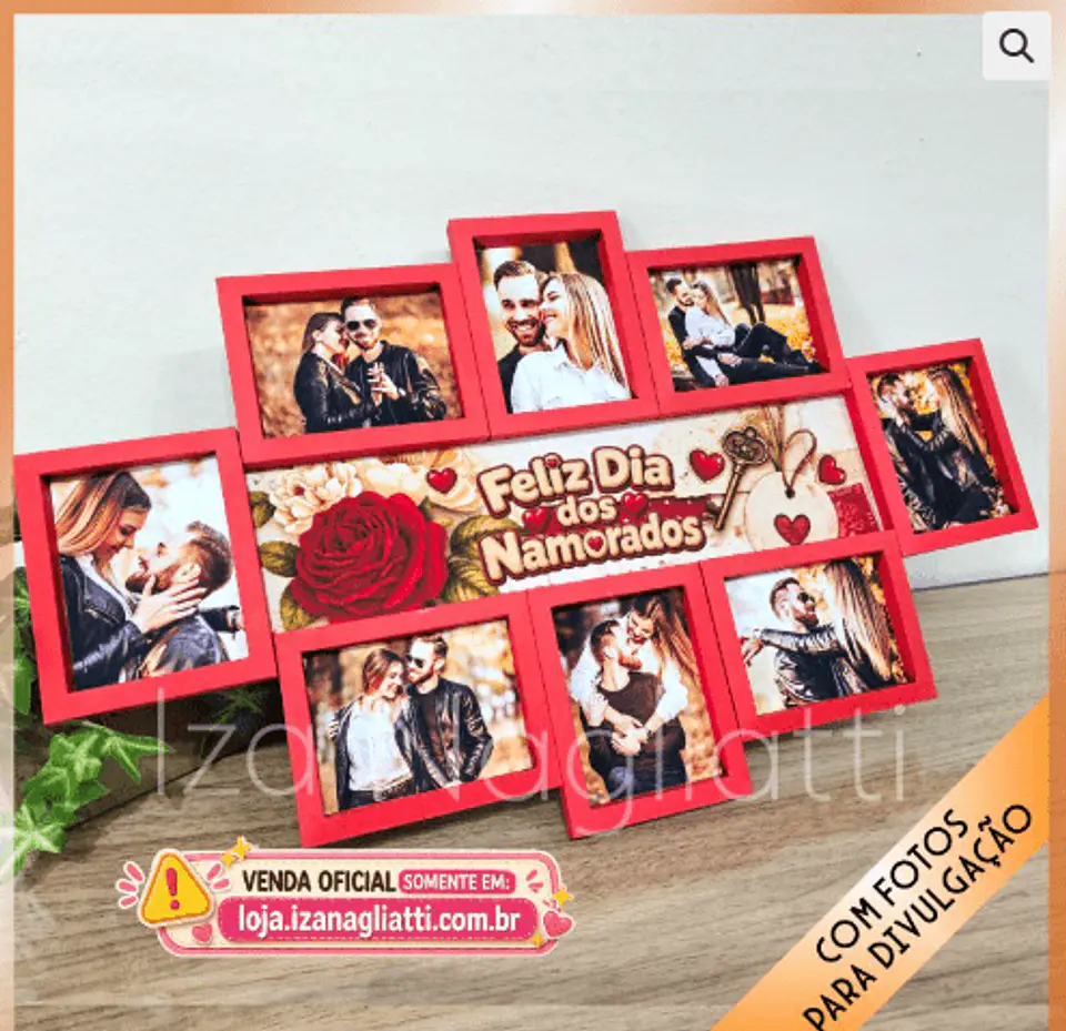 Arquivo de Corte Quadro com 8 Fotos Dia dos Namorados 1