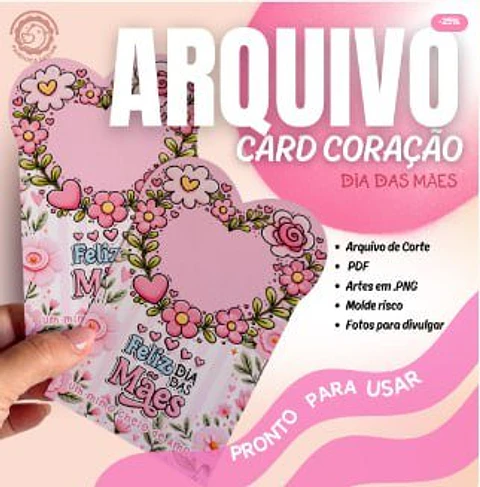 Card Coração Dia das Mães Arquivo Digital