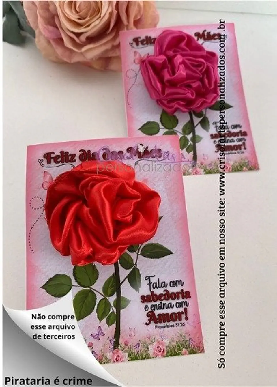 Arquivo de Corte Card Xuxinha de Cetim Dia das Mães 1