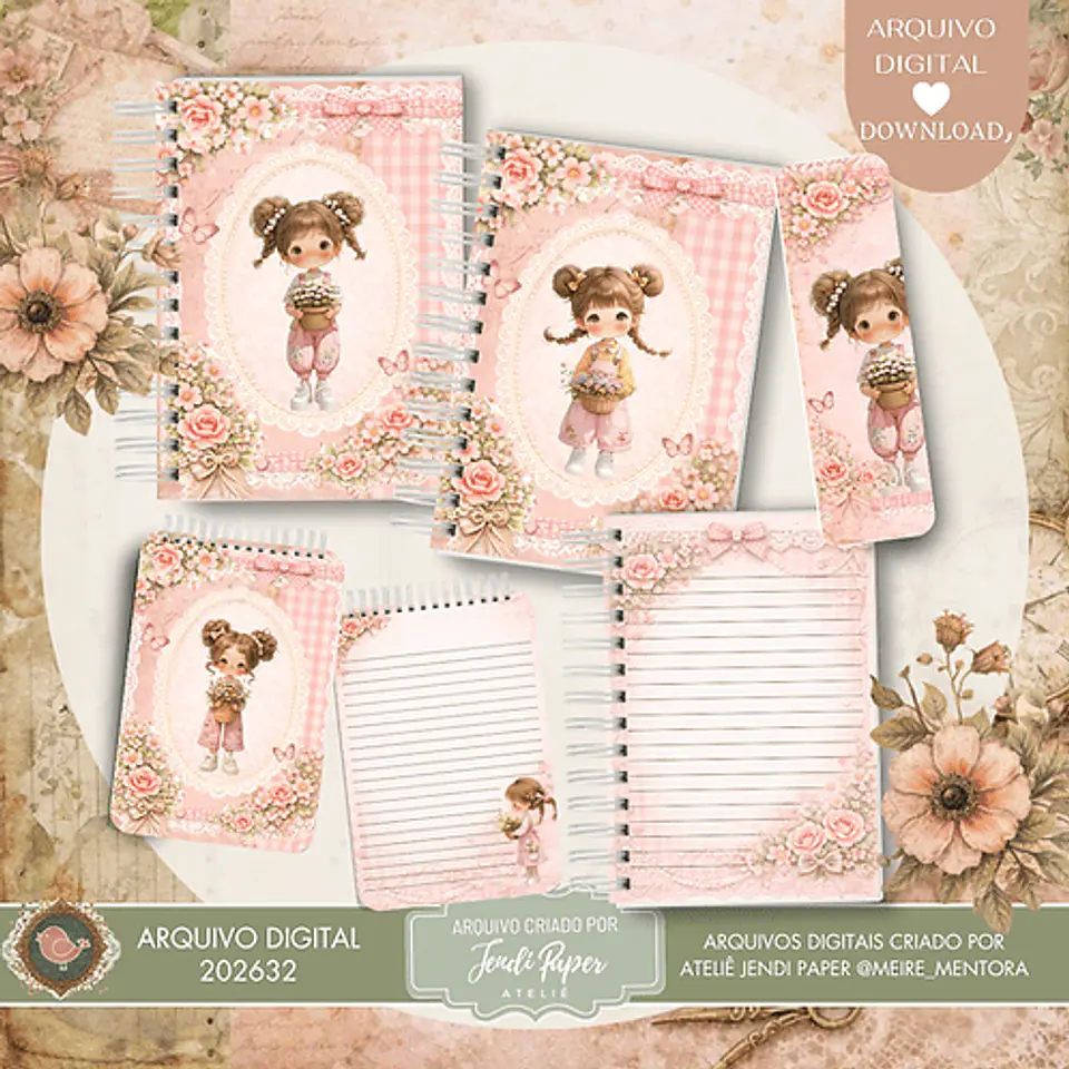 Arquivo Digital para Encadernação Menina Florista 1