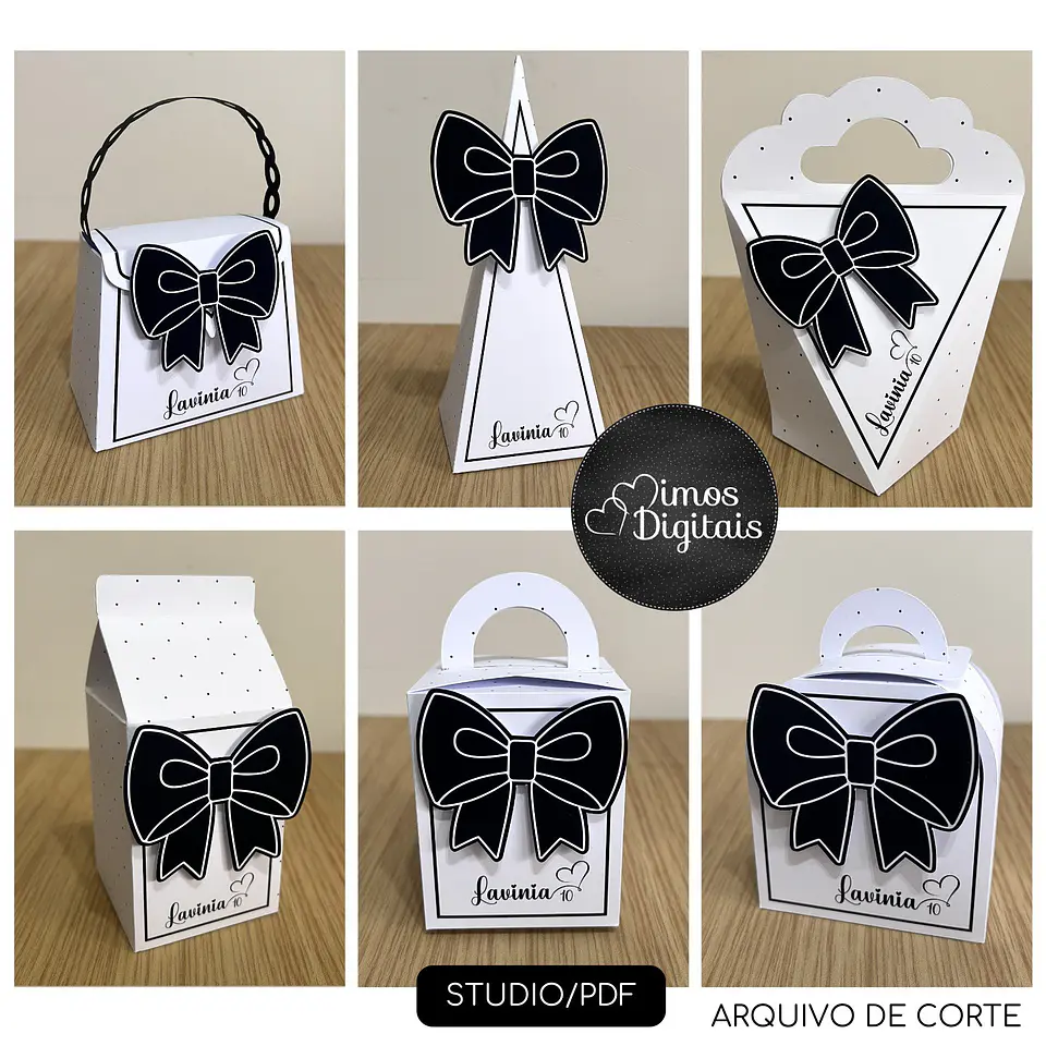 Arquivo de Corte Caixinhas Laço Preto 1