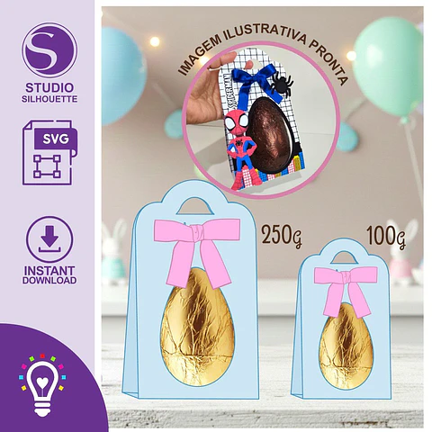 Arquivo de Corte Suporte Ovo de Páscoa + MOCKUP + MOLDE