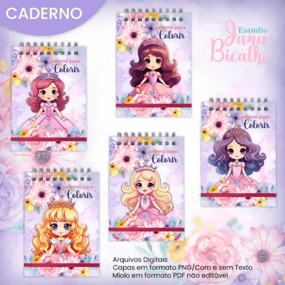 Arquivo Digital Caderno Princesa Cute 1