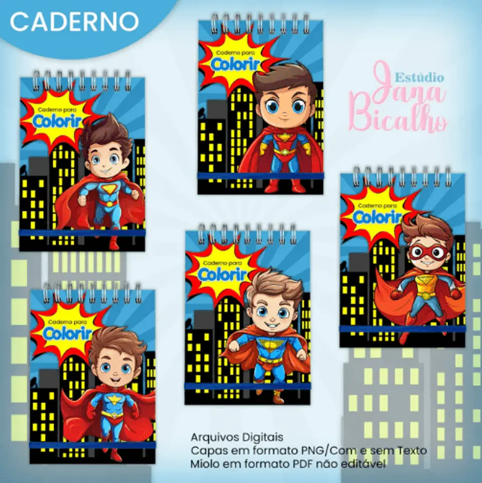Caderno para Colorir Super-Heroi Arquivo Digital 1