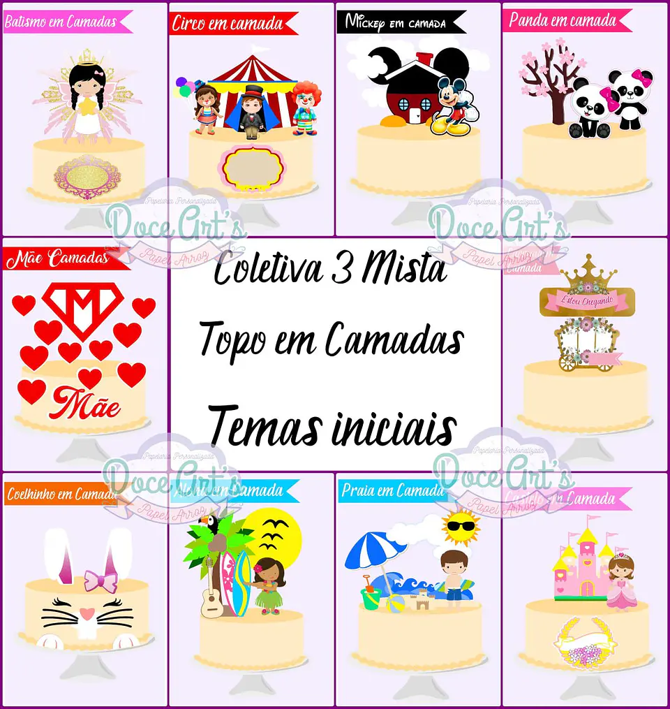 Coletiva Topos de Bolo Mista Arquivo Digital | Camadas e Impressos Silhouette PDF 1