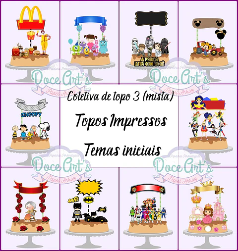 Coletiva Topos de Bolo Mista Arquivo Digital | Camadas e Impressos Silhouette PDF