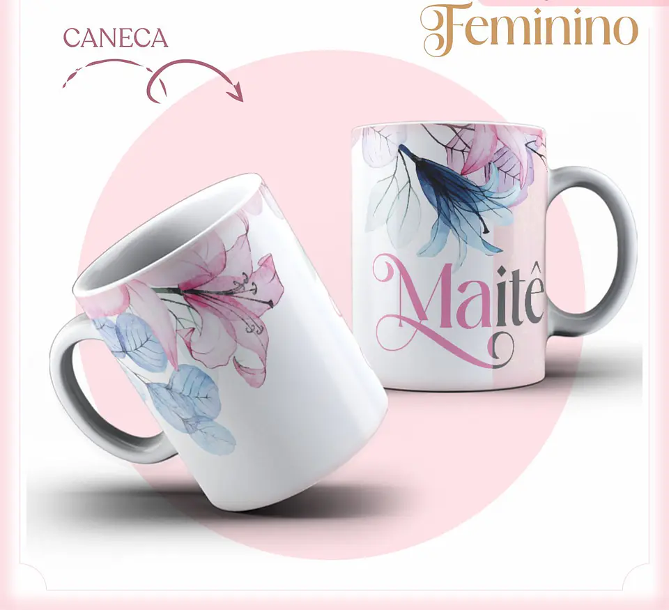 Caneca Floral Clean Arquivo Digital 1