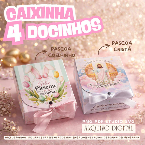 Arquivo de Corte Caixinha de Páscoa 4 Docinhos