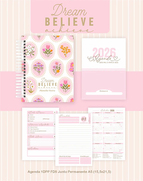 Arquivo Digital Planners e Agendas 2026 Dream Believe Achieve