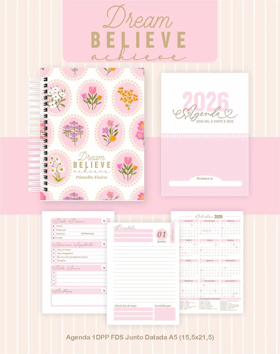 Arquivo Digital Planners e Agendas 2026 Dream Believe Achieve 3