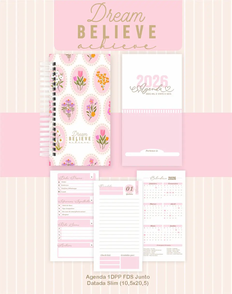 Arquivo Digital Planners e Agendas 2026 Dream Believe Achieve 4