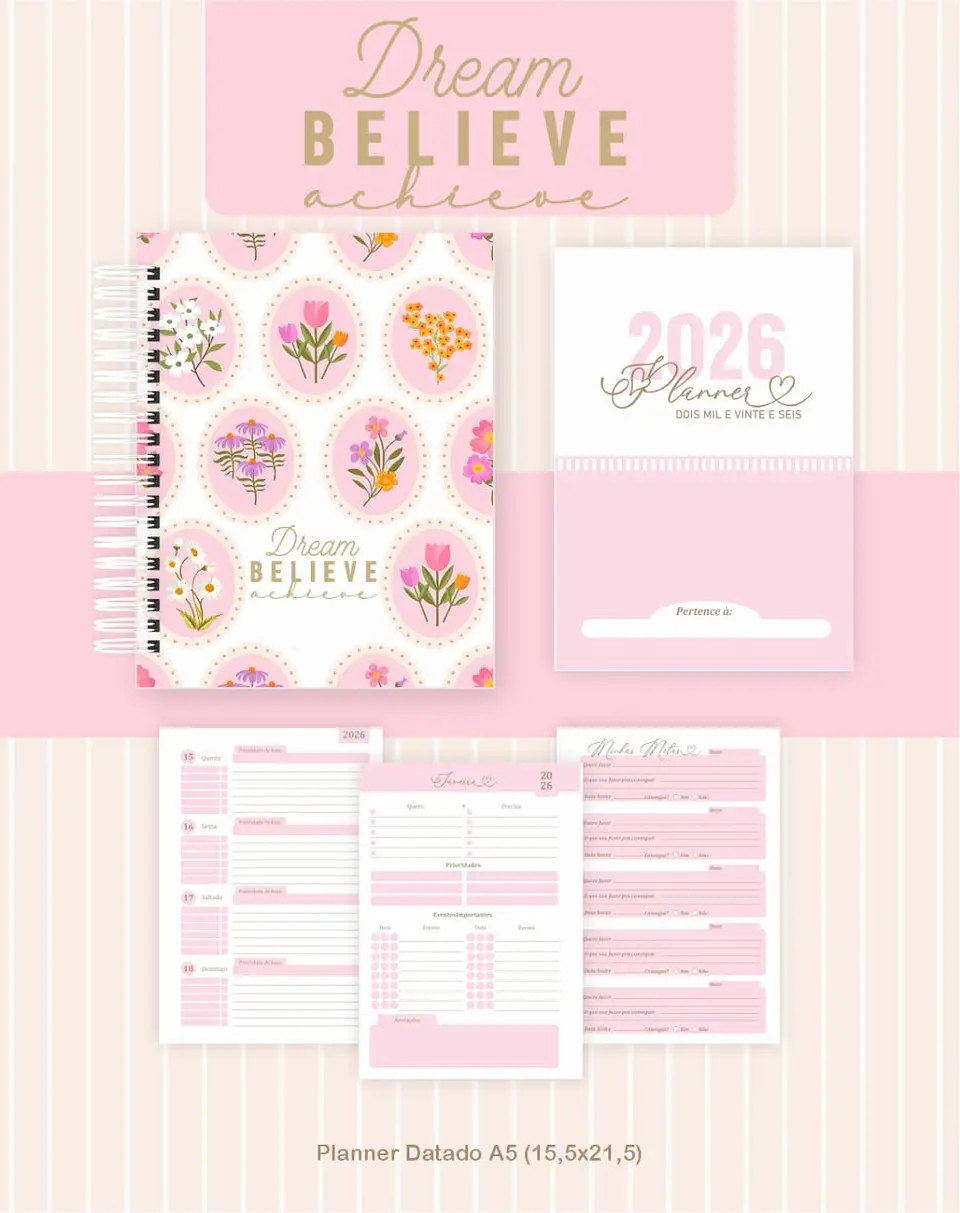 Arquivo Digital Planners e Agendas 2026 Dream Believe Achieve 8