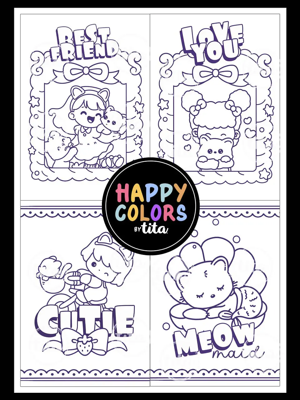 Arquivo Digital Colorindo Cards + Envelopes Kawaii 5