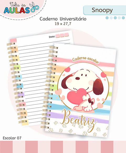 Arquivo Digital Pack Volta ás Aulas Escolar 2026 Snoopy