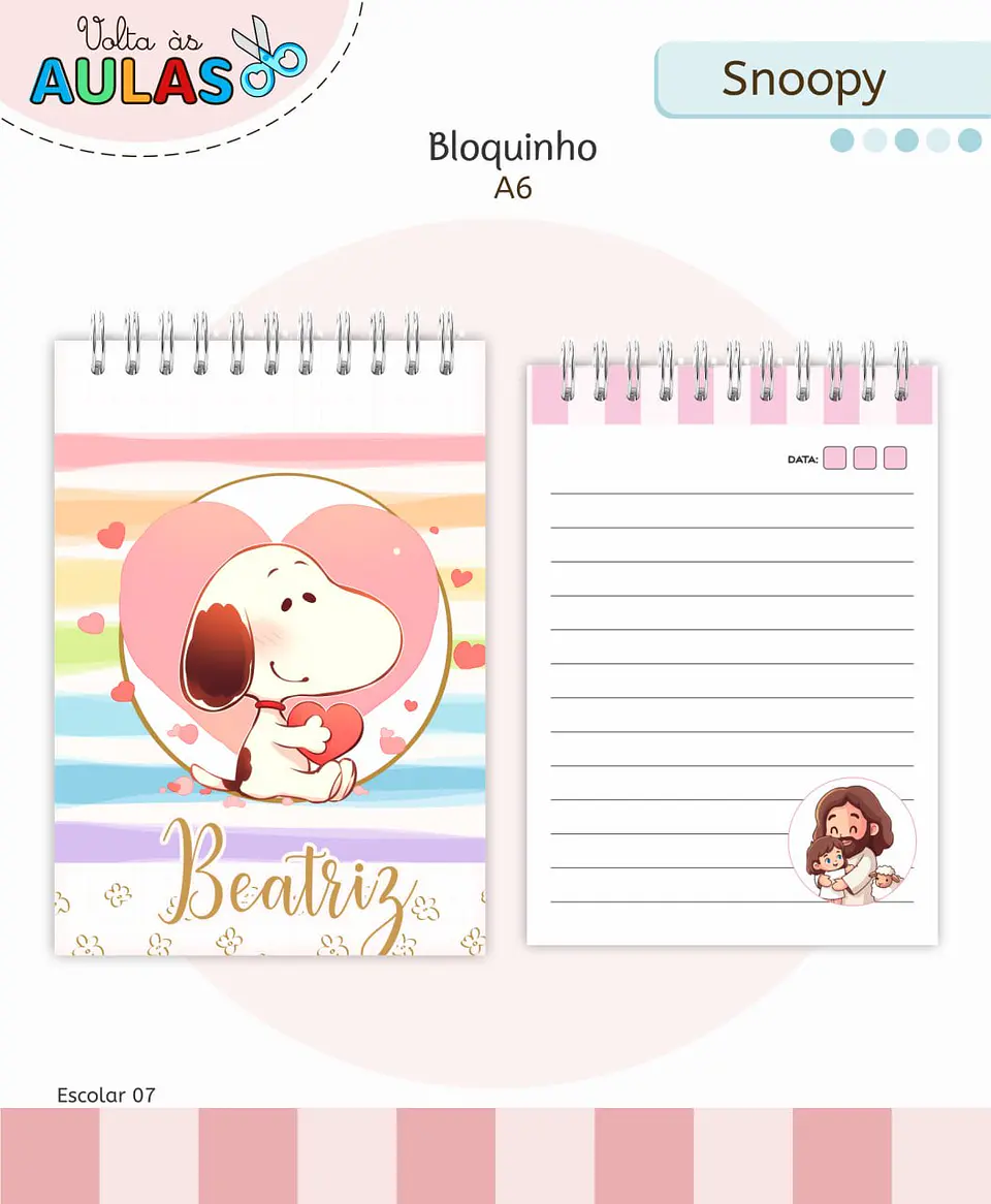 Arquivo Digital Pack Volta ás Aulas Escolar 2026 Snoopy 5