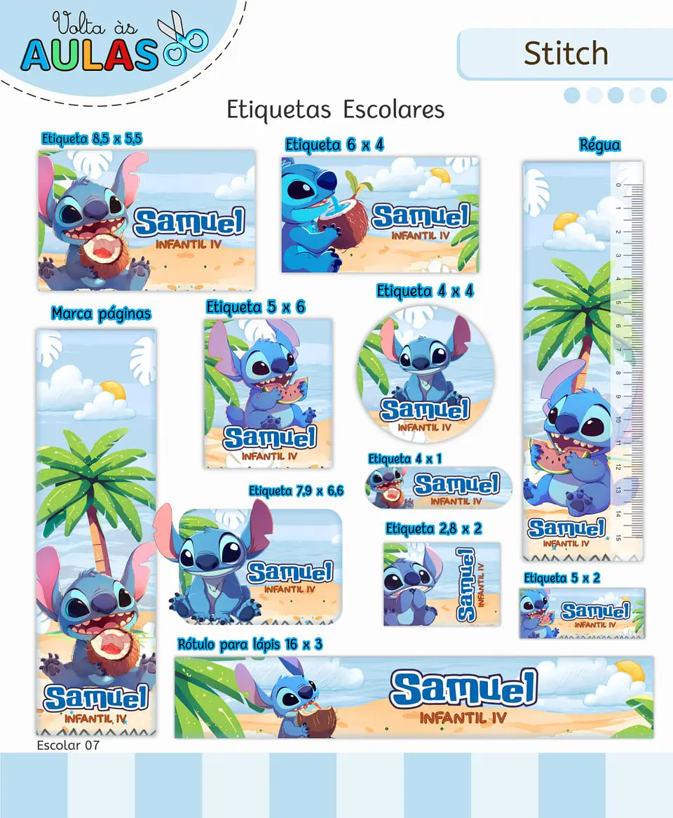 Arquivo Digital Pack Volta ás Aulas Escolar 2026 Stitch 4