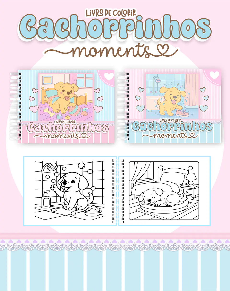Arquivo Digital Livro de Colorir Cachorrinhos Moments 1