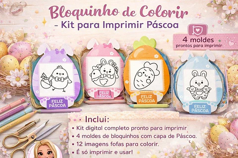 Arquivo Digital Páscoa Bloquinho Colorir