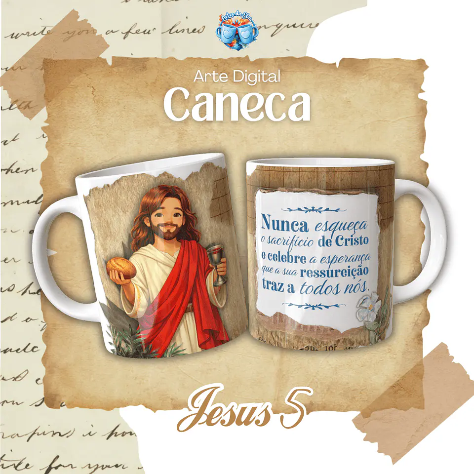 Arquivo Digital Pack Canecas Páscoa Jesus 3