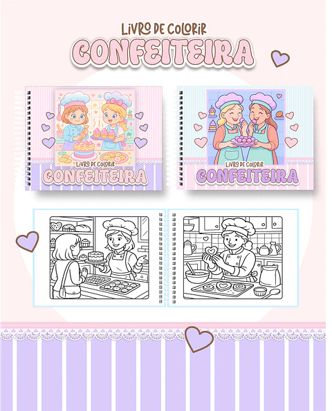 Arquivo Digital Livro de Colorir Confeiteira