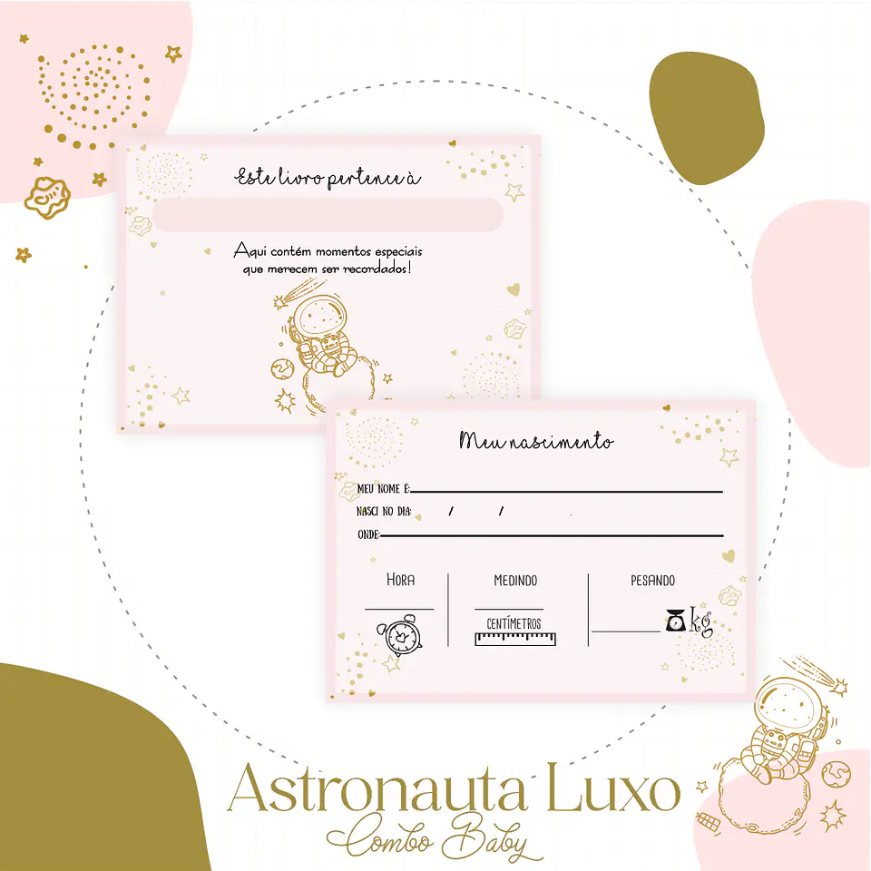 Astronauta Menina Maternidade Caderneta Vacina/Livro Bebê 4