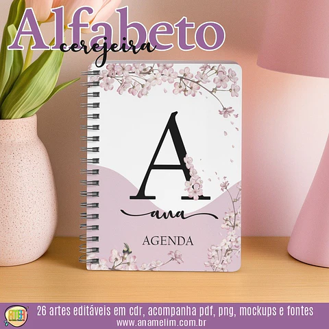 Arquivo Digital Estampas Alfabeto Cerejeira