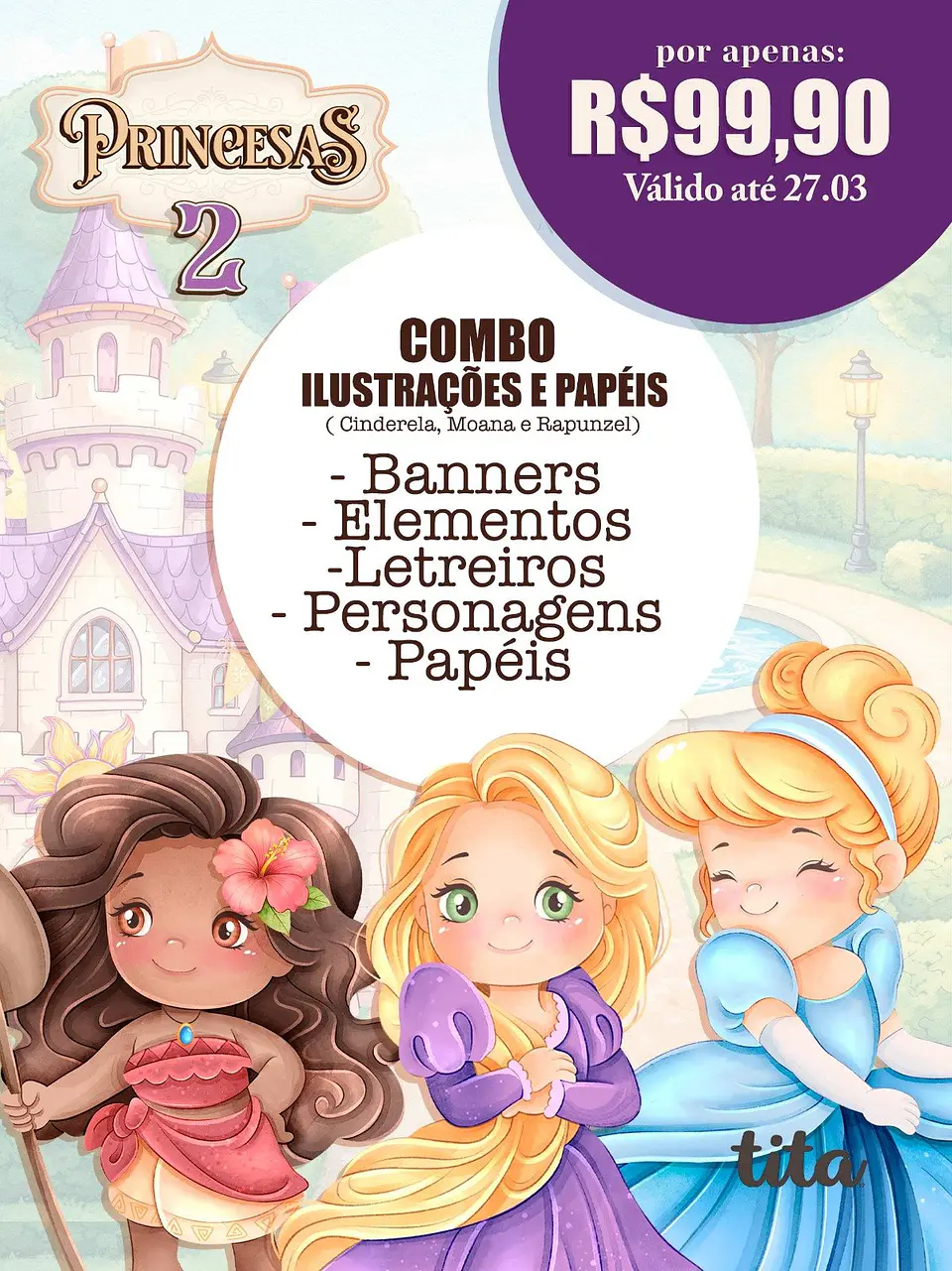 Arquivo Combo Ilustrações e Papéis Princesas 2 1