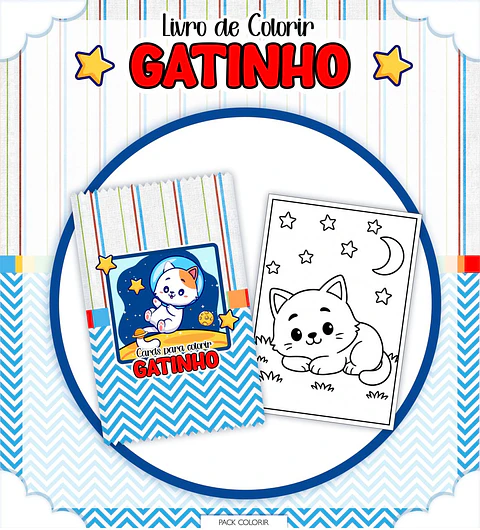 Arquivo Digital Livro + Card de Colorir Gatinhos
