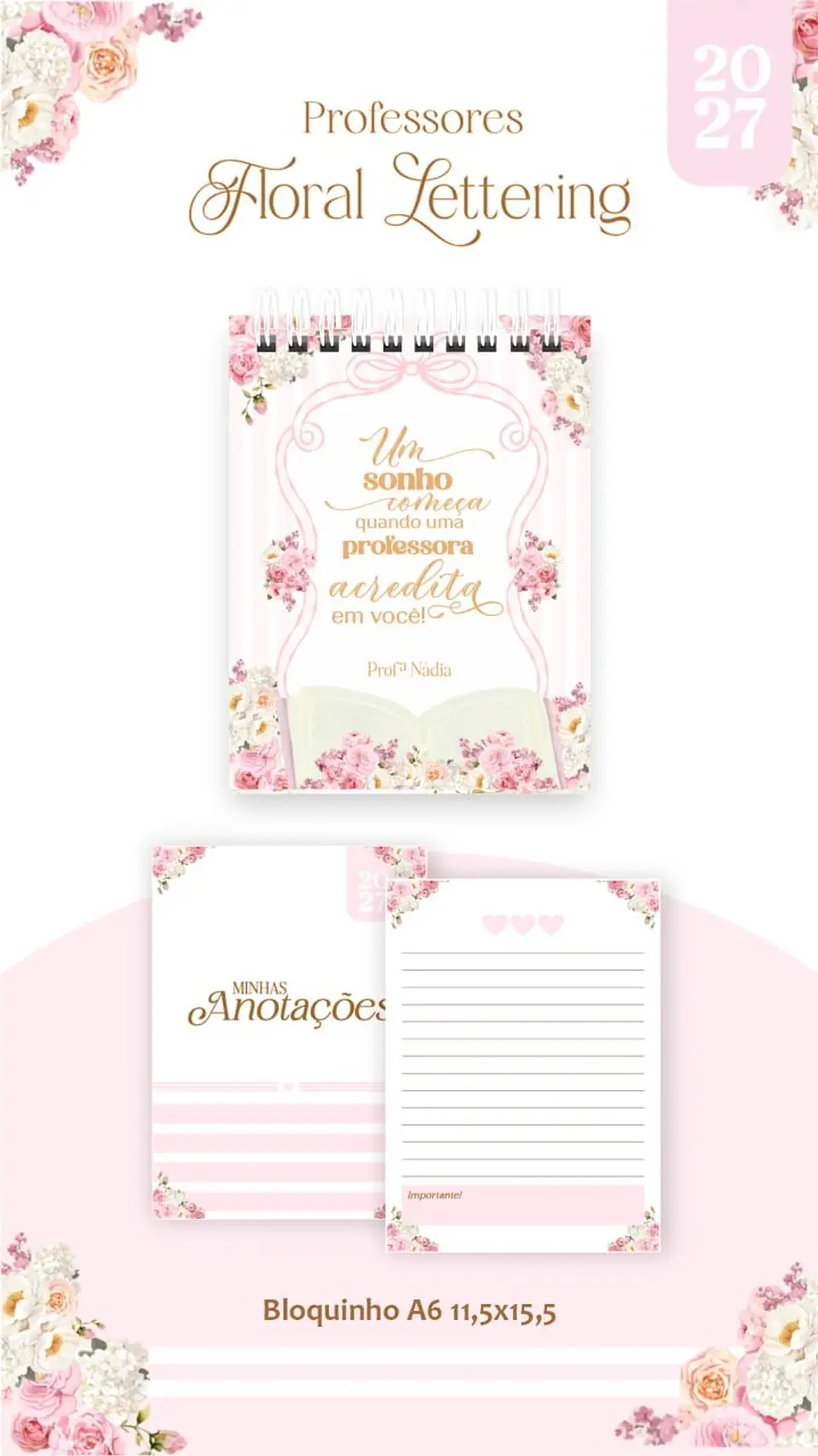 Dia dos Professores – Floral Delicado Lettering 2027 5