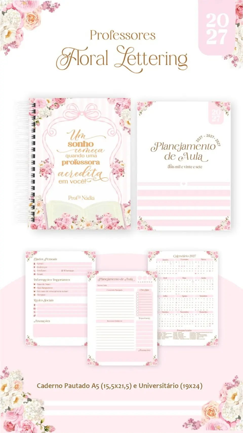 Dia dos Professores – Floral Delicado Lettering 2027 6