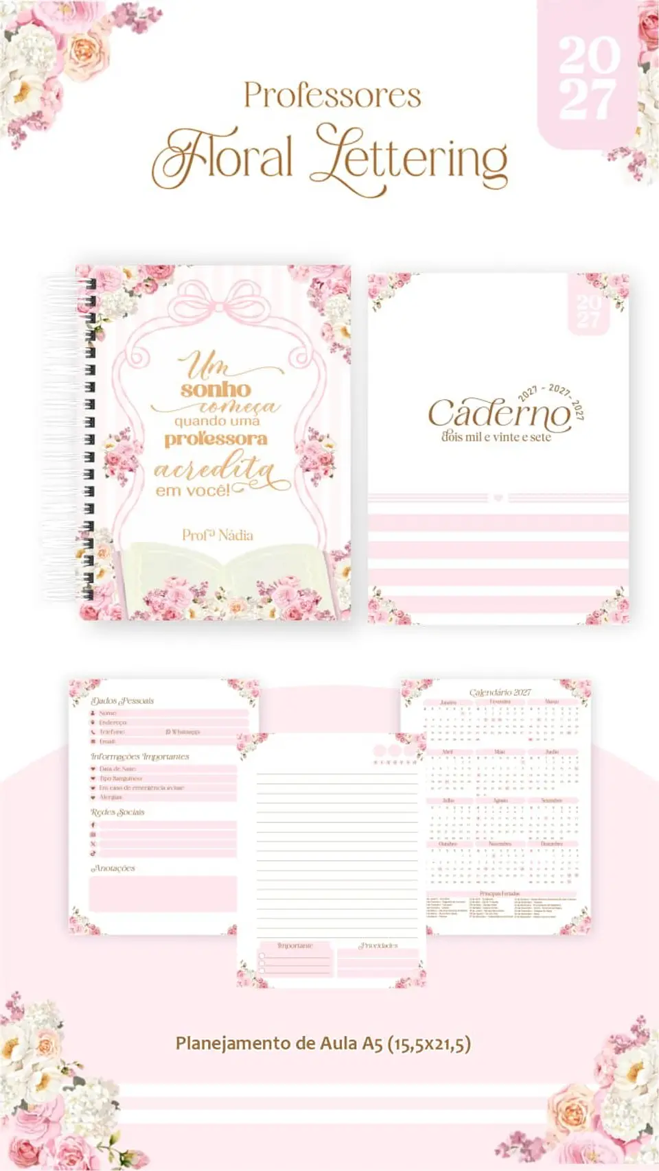 Dia dos Professores – Floral Delicado Lettering 2027 7