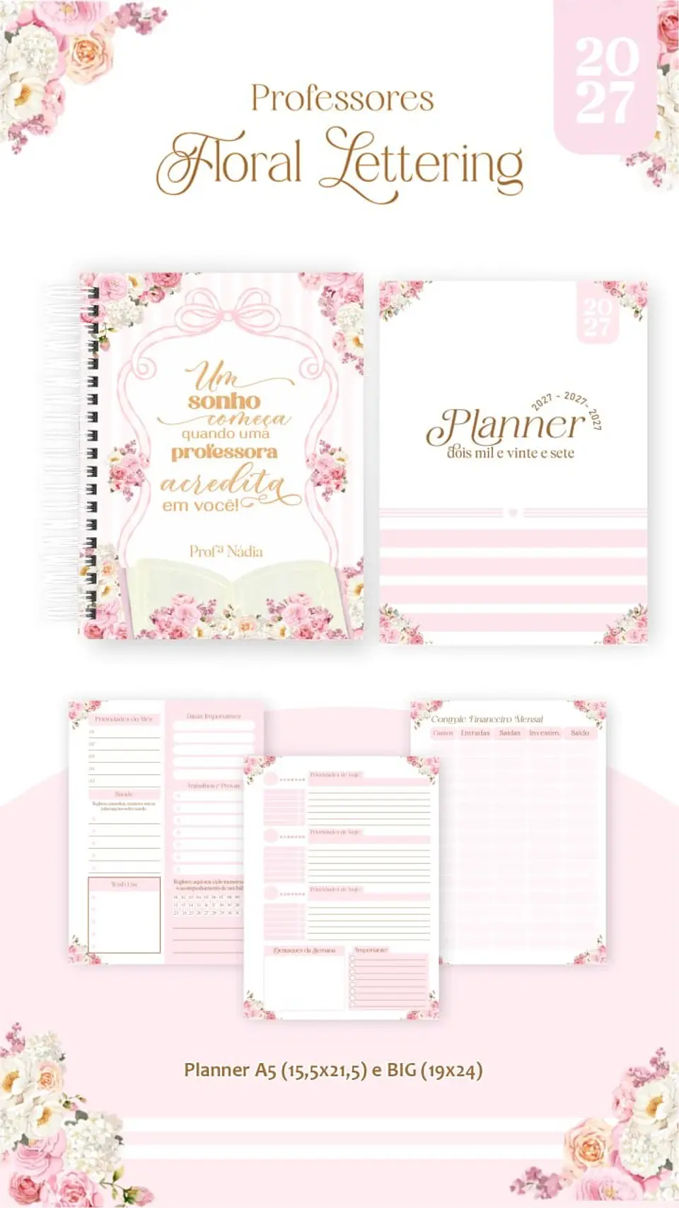 Dia dos Professores – Floral Delicado Lettering 2027 8
