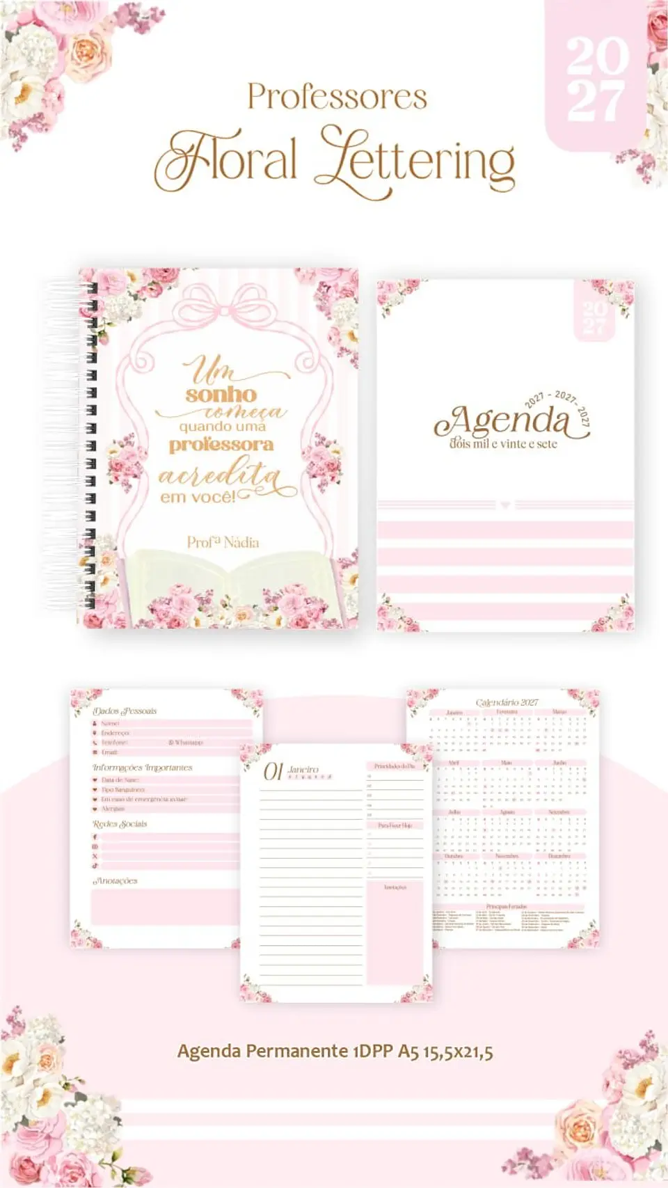 Dia dos Professores – Floral Delicado Lettering 2027 9