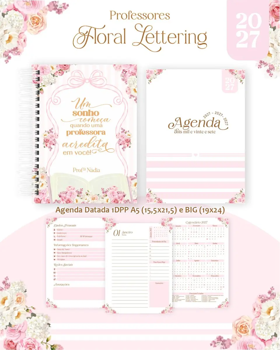 Dia dos Professores – Floral Delicado Lettering 2027 10