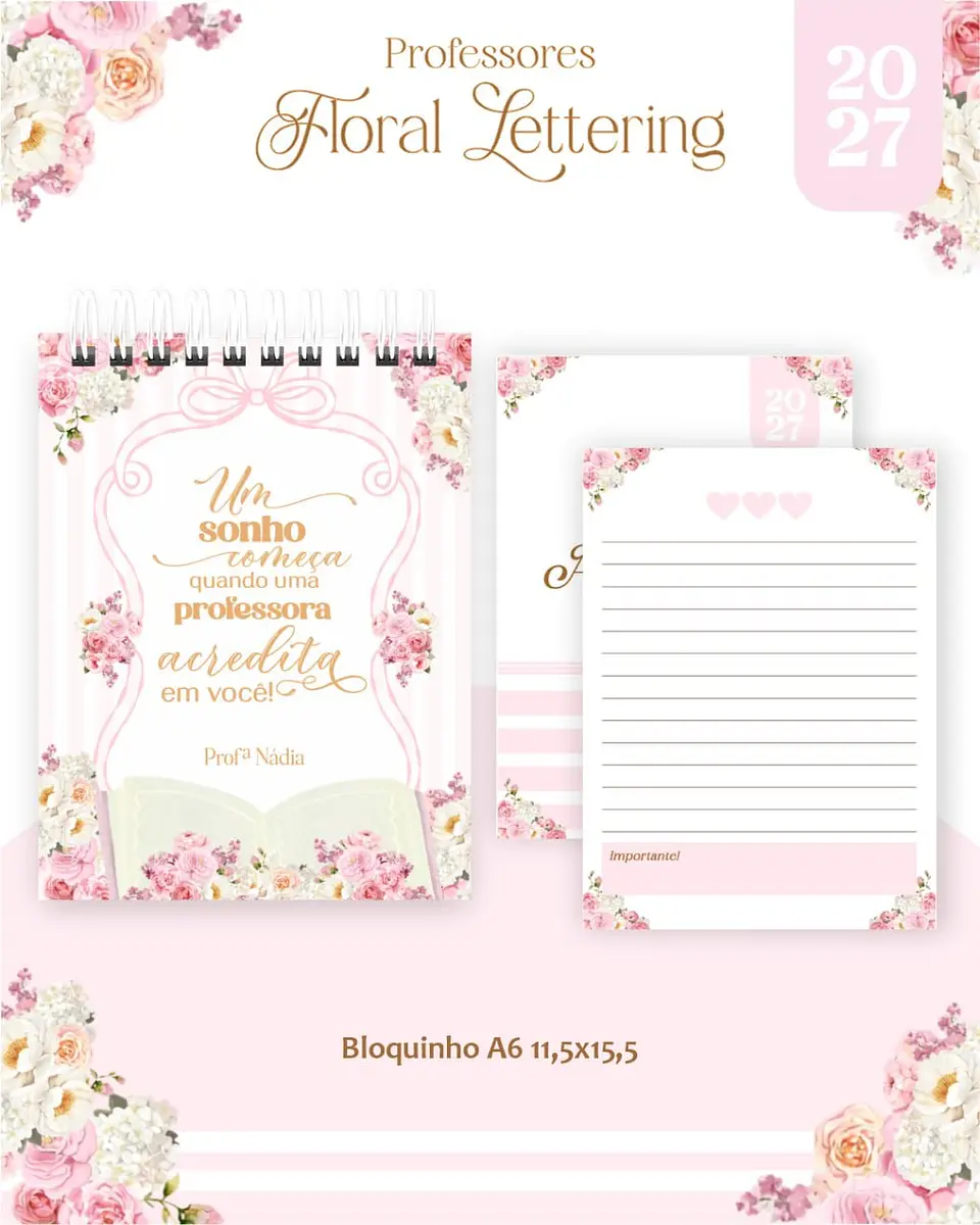 Dia dos Professores – Floral Delicado Lettering 2027 14