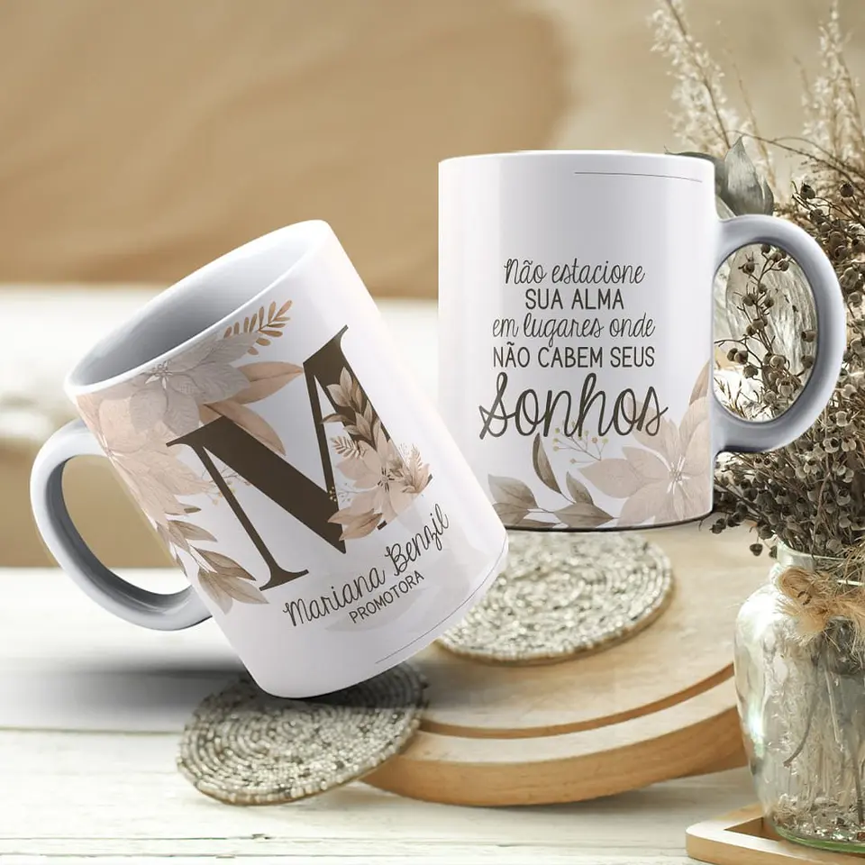 Kit Canecas Alfabeto Marrom 4
