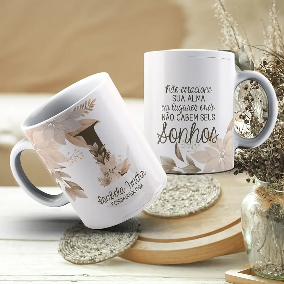Kit Canecas Alfabeto Marrom 14