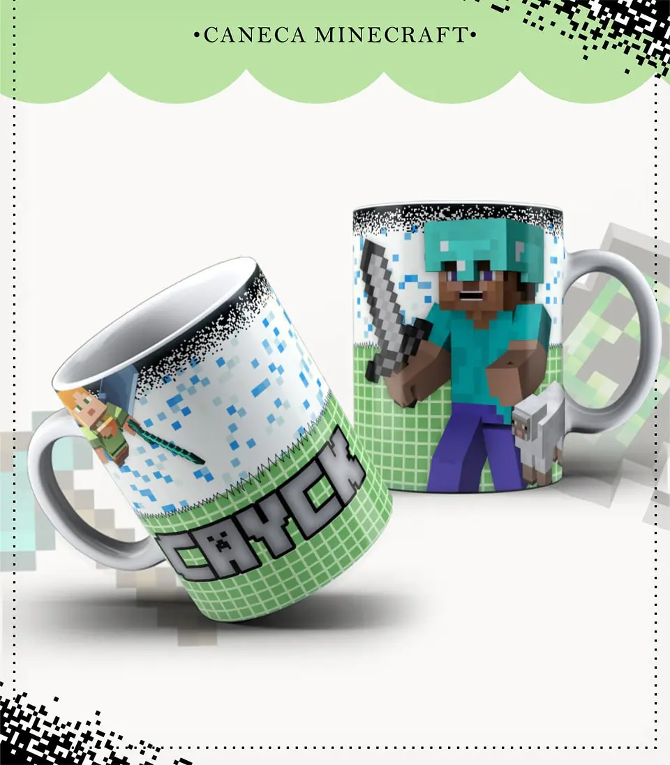 Arquivo Digital Caderneta e Caneca Minecraft 2