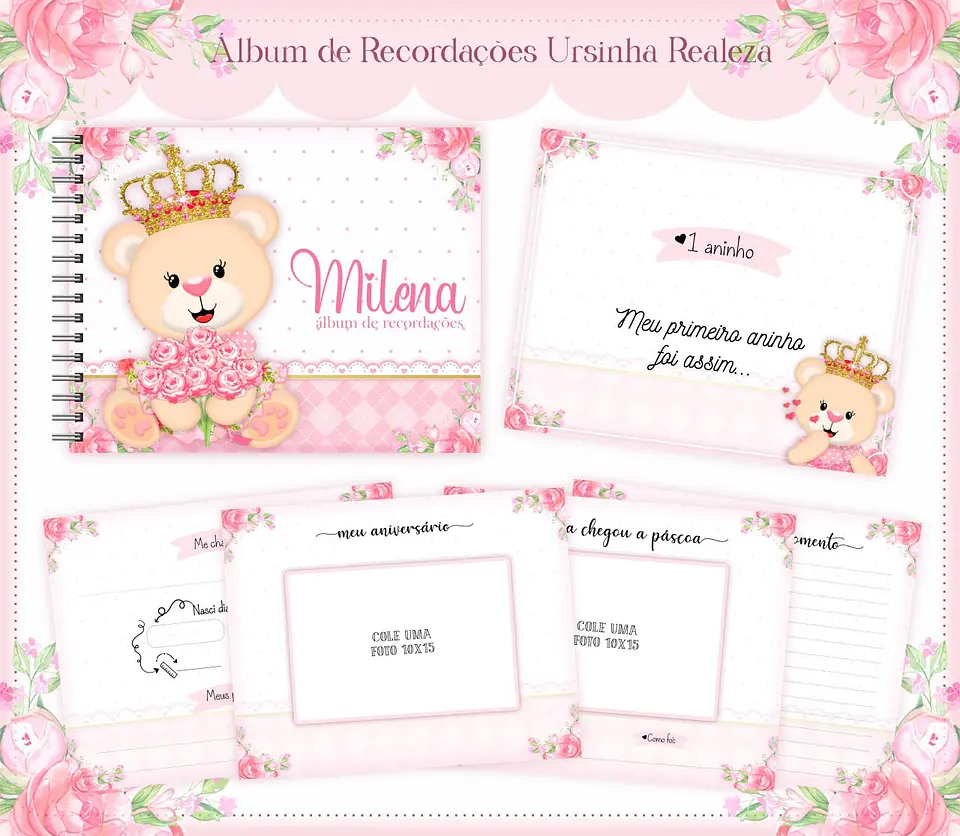 Arquivo Digital Cadernetas e Livro do Bebe Ursinha Realeza 10