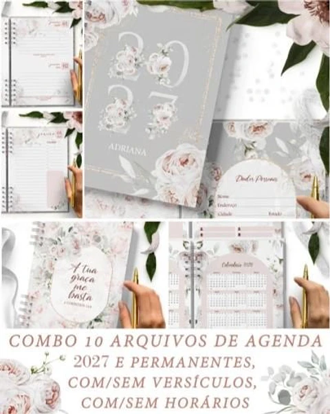 COMBO 10 AGENDAS 2027 E PERMANENTE COM E SEM VERSÍCULOS E HORÁRIOS