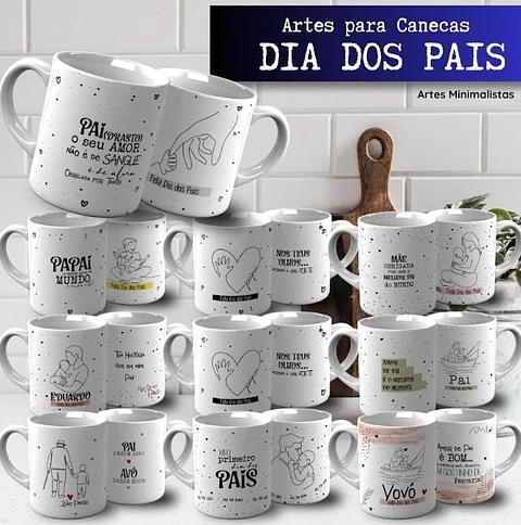 ARTE PARA CANECA DIA DOS PAIS MINIMALISTA