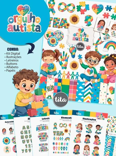 ORGULHO AUTISTA – COMBO DE ILUSTRAÇÕES E PAPÉIS