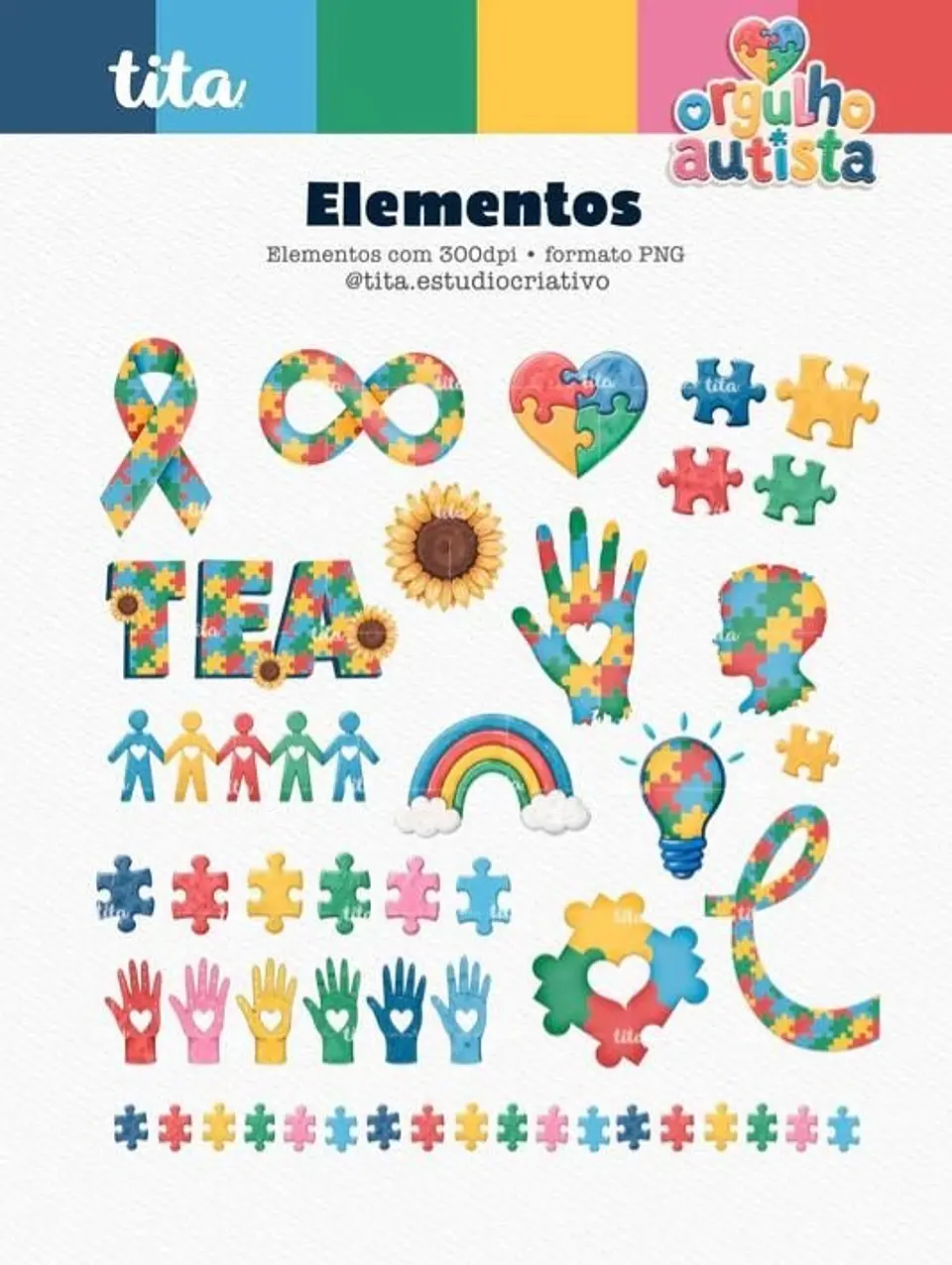 ORGULHO AUTISTA – COMBO DE ILUSTRAÇÕES E PAPÉIS 2